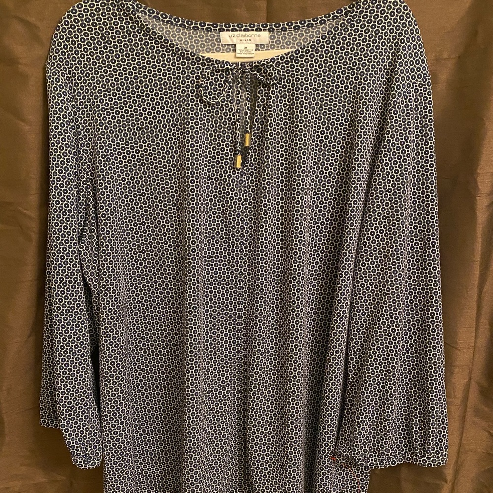 Liz Claiborne Plus Size Navy/White Top